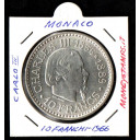 MONACO 10 Franchi 1966 Carlo III Argento Bella conservazione KM#146